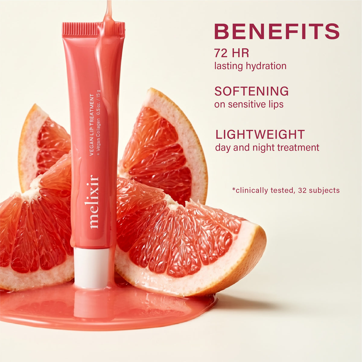 Melixir Vegan Lip Treatment 3 Pomelo — key benefits