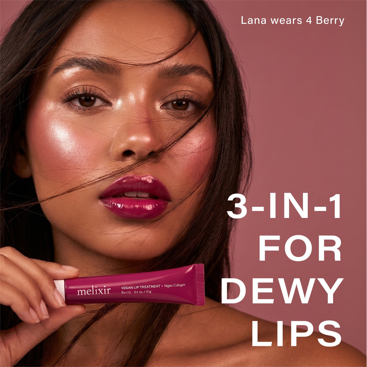 Melixir Vegan Lip Treatment 4 Berry — model applying the lip treatment