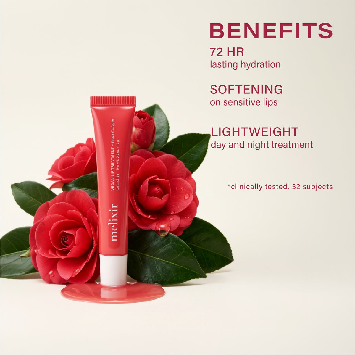 Melixir Vegan Lip Treatment 5 Camellia — key benefits