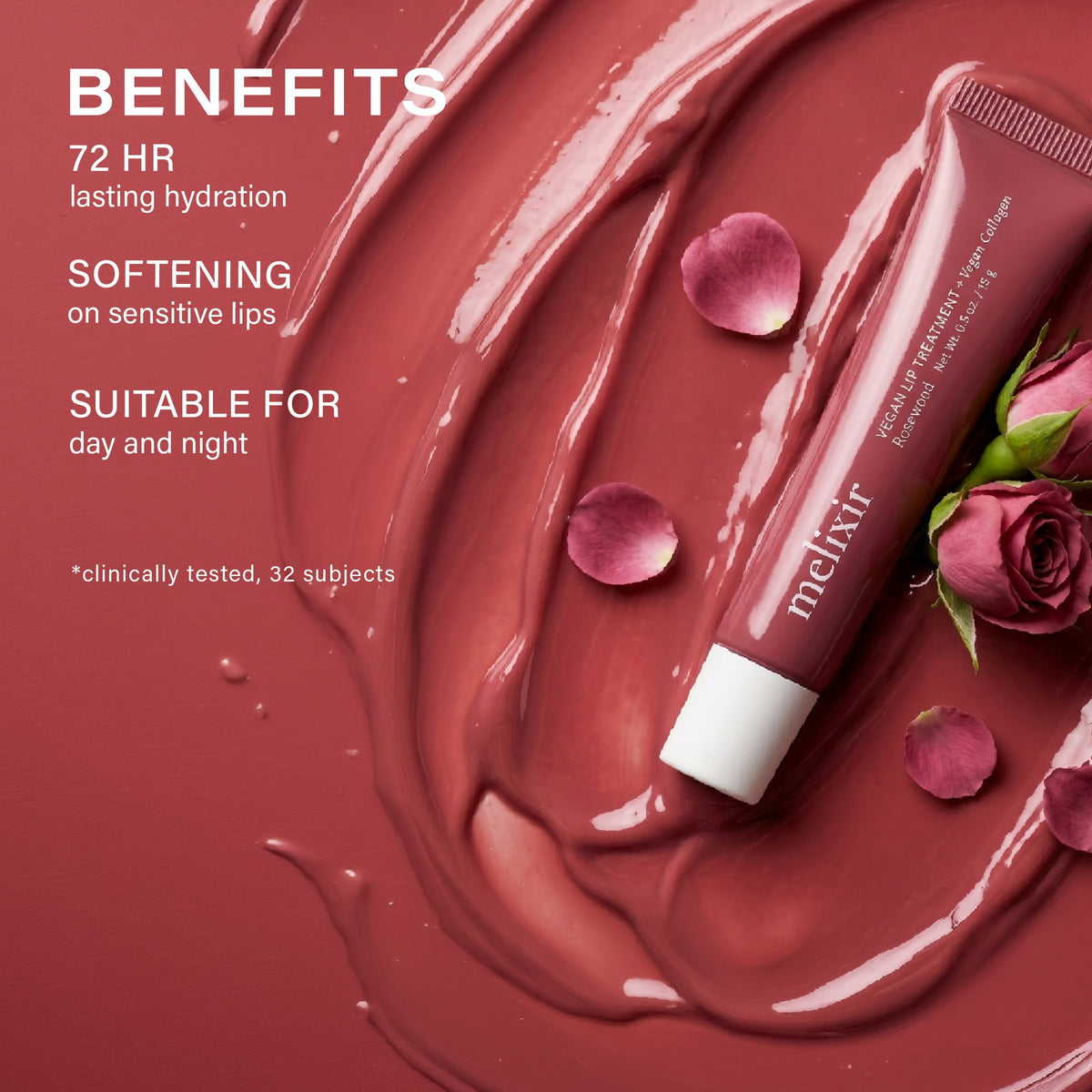 Melixir Vegan Lip Treatment 6 Rosewood — key benefits
