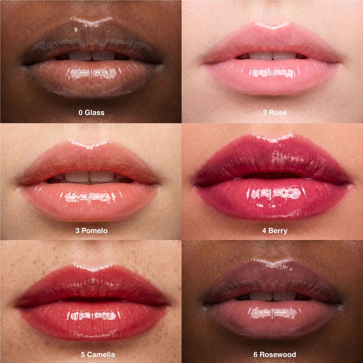 Melixir Vegan Lip Treatment — shade chart of all six shades