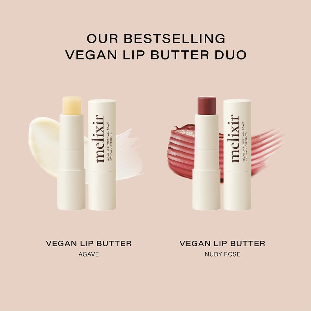 Vegan Lip Butter Duo — Agave + Nudy Rose, two-shade vegan lip butter set